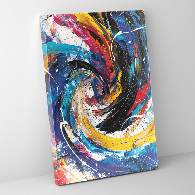 Dynamic Action Painting Canvas Print - Action Painting, Canvas Wall Art, Energetic Strokes, Swirls