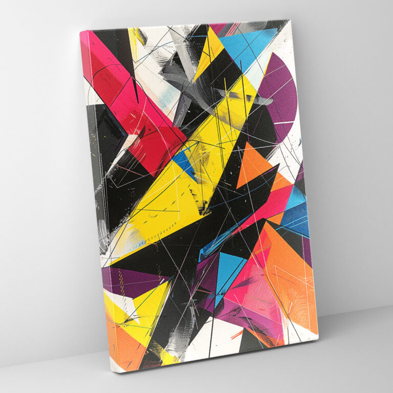 Geometric Action Painting Wall Art - Action Painting, Wall Decoration, Canvas Wall Art, Canvas