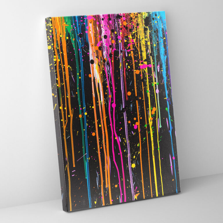 Action Painting Wall Art: Vibrant Color Splatters - Action Painting, Action Painting, Wall Art, Home Decoration