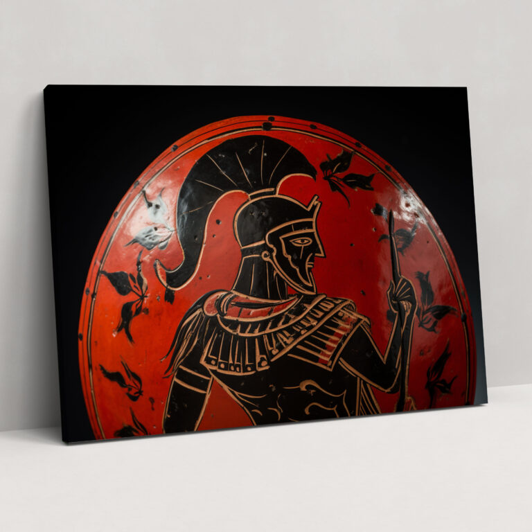 Ancient Weapons Canvas Print - Warrior With Spear And Shield - Ancient Weapons, Home Decoration, Canvas Print, Spear And Shield