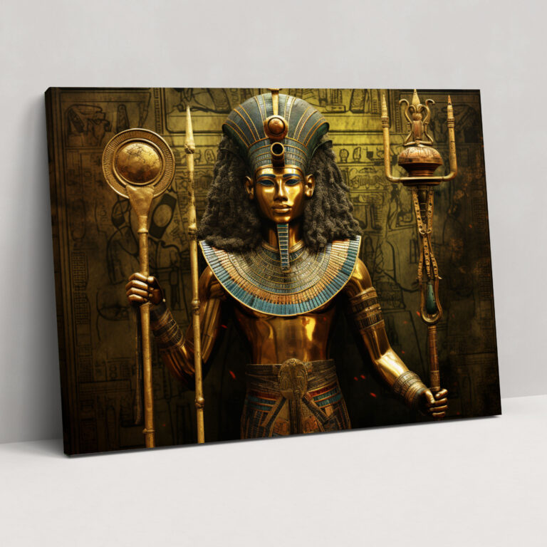 Ancient Weapons Canvas Print - Pharaoh With Golden Staff - Ancient Weapons, Golden Staff, Canvas Wall Art, Wall Decoration