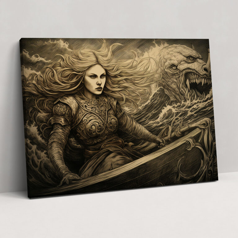 Ancient Weapons Wall Art - Viking Shieldmaiden - Ancient Weapons, Courage, Shieldmaiden, Viking Engravings