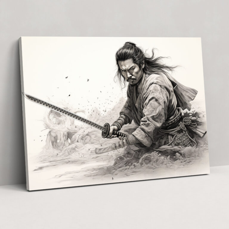 Ancient Weapons Wall Art - Samurai With Katana Canvas Print - Ancient Weapons, Home Decoration, Canvas Wall Art, Katana