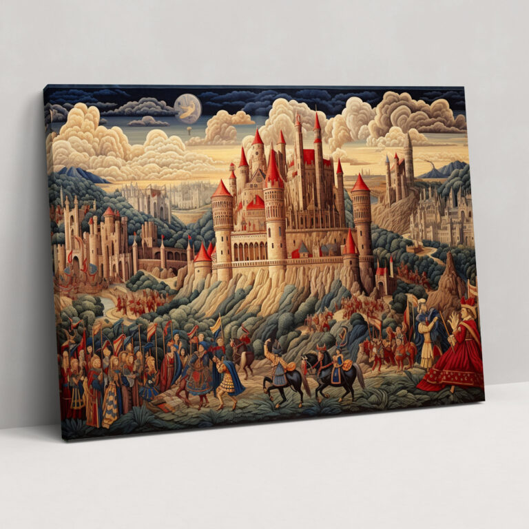 Ancient Weapons Wall Art - Castle Surrounded By Knights - Ancient Weapons, Castle, Canvas Wall Art, Home Decoration