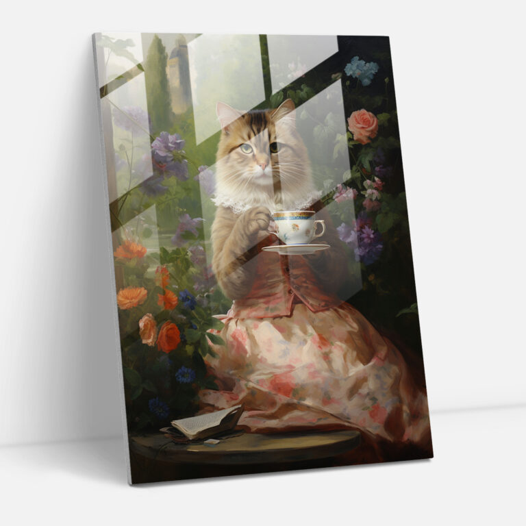 Animals Dressed Like Humans Glass Wall Art - Animals Dressed Like Humans, Glass Wall Art, Cat, Wall Decoration