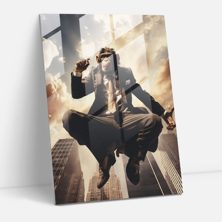 Animals Dressed Like Humans Wall Decoration - Animals Dressed Like Humans, Glass Print, Collage Artwork, Skyscrapers