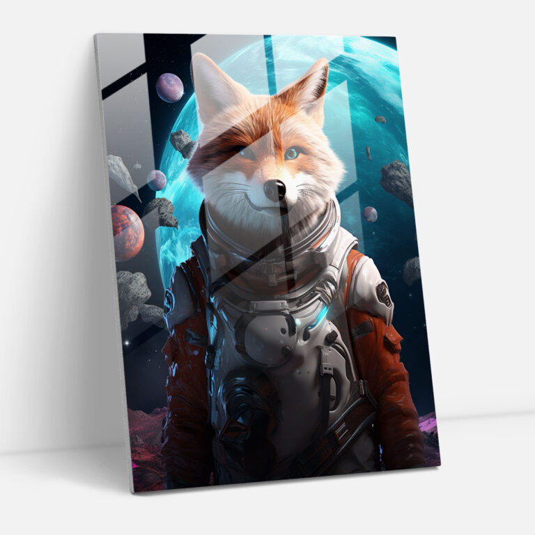 Futuristic Glass Wall Art - Fox In Spacesuit - Animals Dressed Like Humans, Fox In Spacesuit, Futuristic, Modern Art