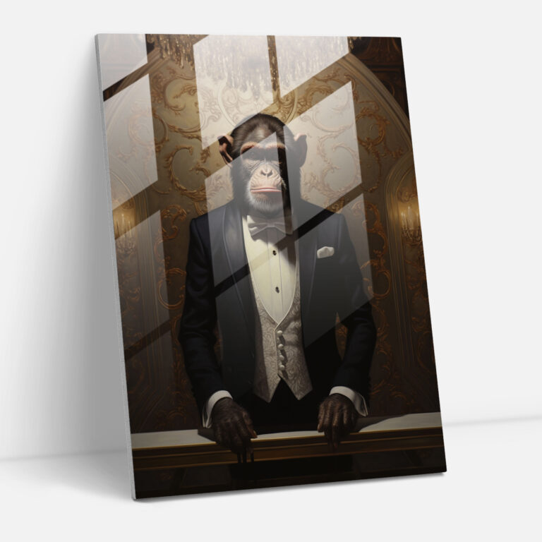 Animals Dressed Like Humans Glass Print - Surreal Art - Animals Dressed Like Humans, Glass Wall Art, Wall Decoration, Animals Dressed Like Humans