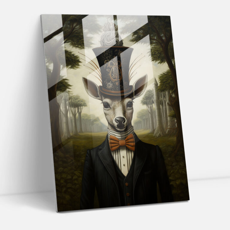 Animals Dressed Like Humans Glass Print - Oil Painting - Animals Dressed Like Humans, Animals Dressed Like Humans, Glass Wall Art, Home Decoration