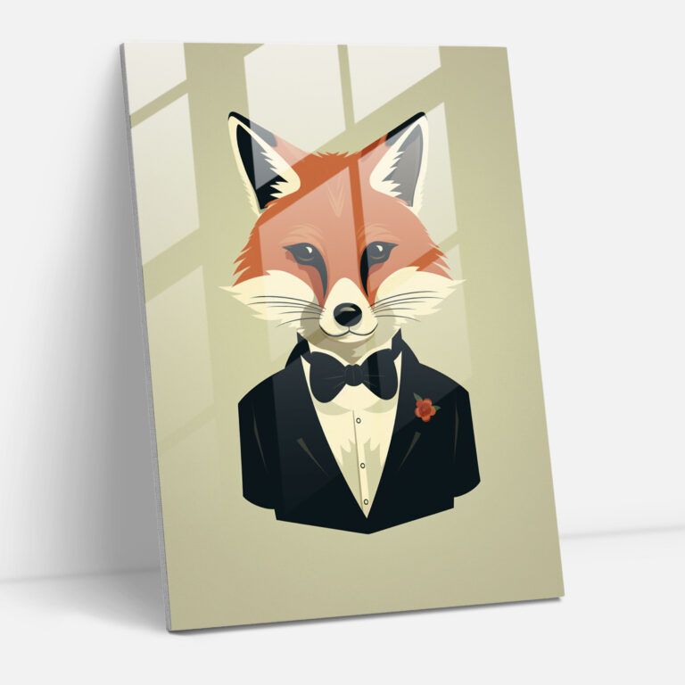 Animals Dressed Like Humans Glass Print - Minimalist Design - Animals Dressed Like Humans, Glass Print, Wall Decoration, Glass Wall Art