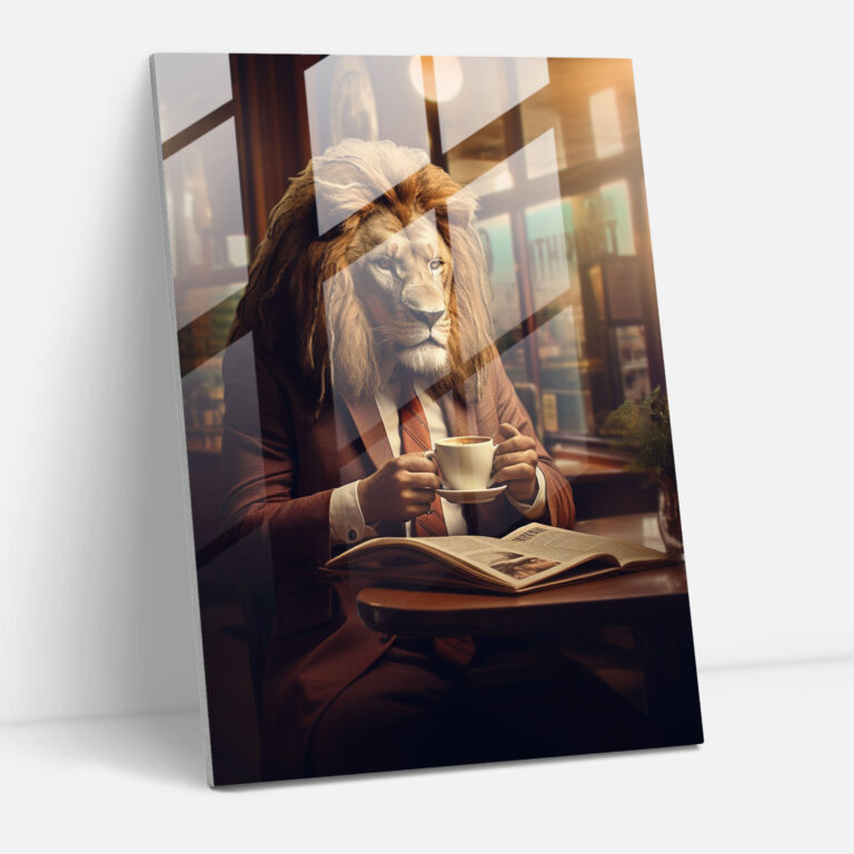 Animals Dressed Like Humans Glass Print - Animals Dressed Like Humans, Glass Art, Home Decoration, Surrealist Digital Illustration