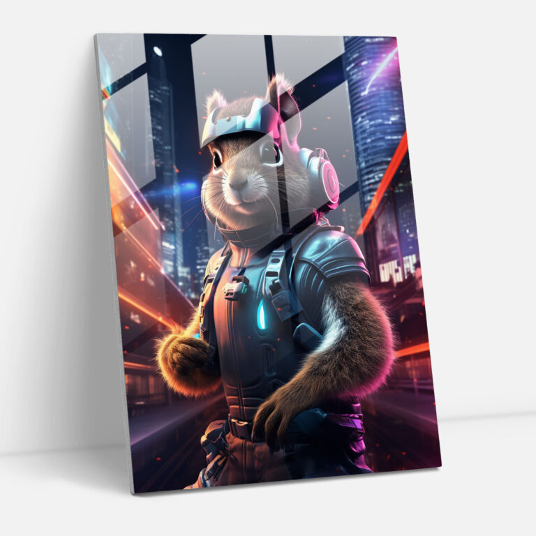 Animals Dressed Like Humans Glass Print - Animals Dressed Like Humans, Wall Decoration, Glass Art, Neon Lights