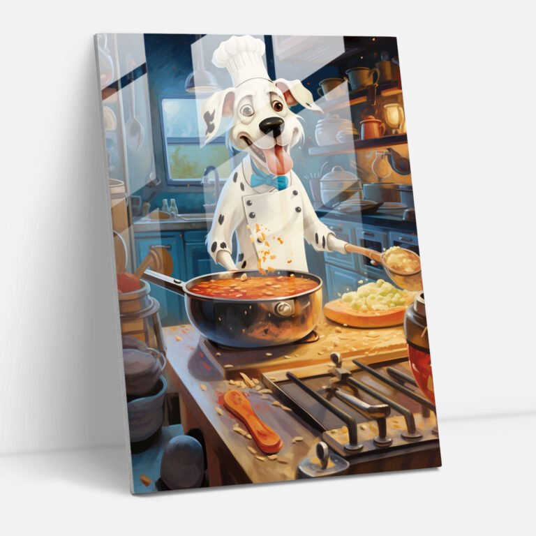 Animals Dressed Like Humans - Chef Dog Glass Print - Animals Dressed Like Humans, Chef Hat, Glass Print, Glass Art