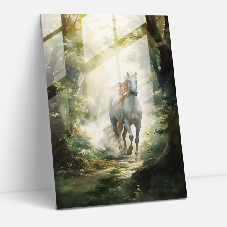 Animals Dressed Like Humans - Forest Horse Glass Print - Animals Dressed Like Humans, Forest, Fantasy Watercolor Painting, Modern Art