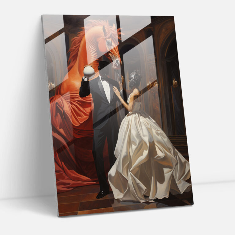 Surreal Animals Glass Print - Animals Dressed Like Humans, Horse, Home Decoration, Wall Decoration