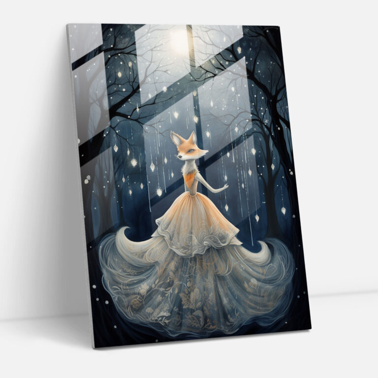 Fox Dressed Like Humans Glass Print - Animals Dressed Like Humans, Fox, Glass Wall Art, Glass Print