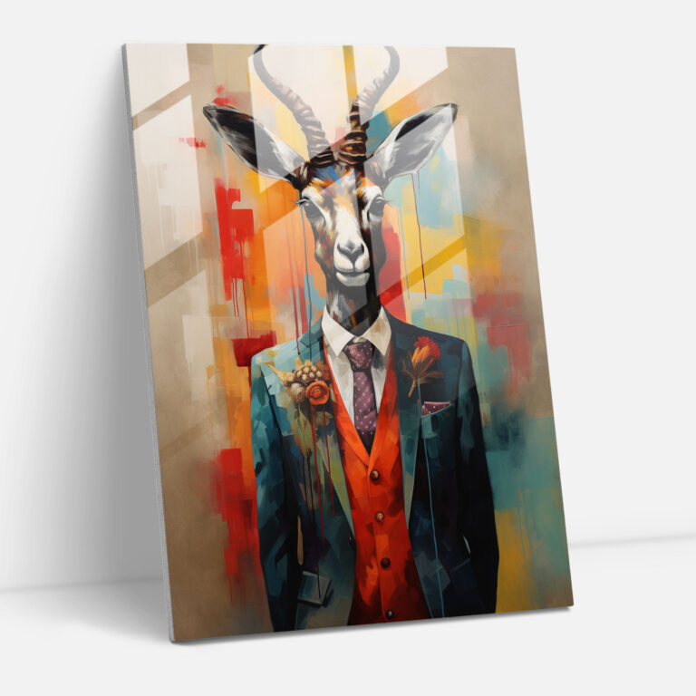 Abstract Animals Glass Wall Art - Animals Dressed Like Humans, Animals Dressed Like Humans, Glass Wall Art, Individuality