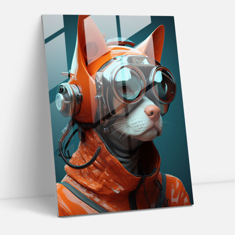 Futuristic Animals Glass Wall Art - Animals Dressed Like Humans, Glass Wall Art, Wall Decoration, Futuristic Artwork