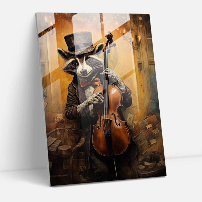 Animals Dressed Like Humans Glass Wall Art - Animals Dressed Like Humans, Home Decoration, Quirky Mixed Media Artwork, Vintage Theater Setting