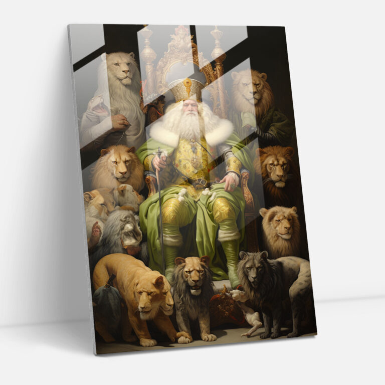 Animal Royalty Glass Print - Animals Dressed Like Humans, Glass Print, Surrealistic Oil Painting, Glass Wall Art