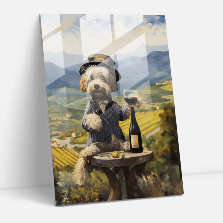 Artistic Dog Glass Print - Animals Dressed Like Humans, Glass Print, Dog, Countryside