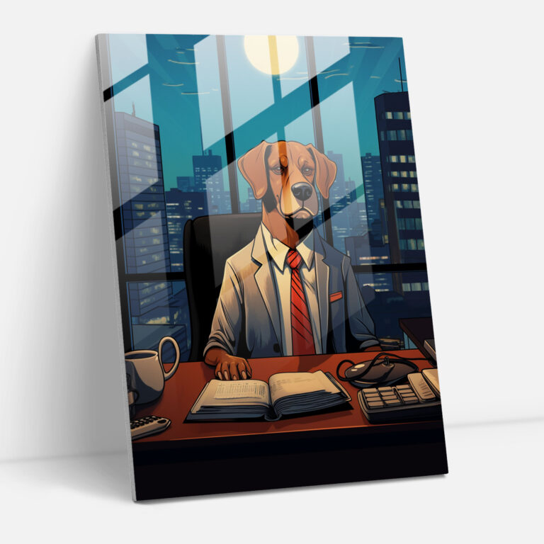 Animals Dressed Like Humans Glass Print - Animals Dressed Like Humans, Animals Dressed Like Humans, Retro Cartoon, Wall Decoration