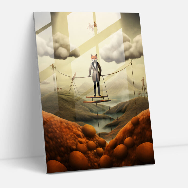 Animals Dressed Like Humans Wall Decoration - Animals Dressed Like Humans, Surrealist Artwork, Glass Wall Art, Glass Print