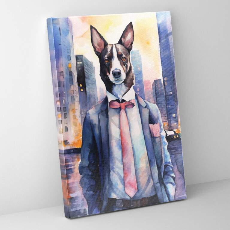 Animals Dressed Like Humans Wall Art - Animals Dressed Like Humans, Charm, Colorful Cityscape Background, Sophistication