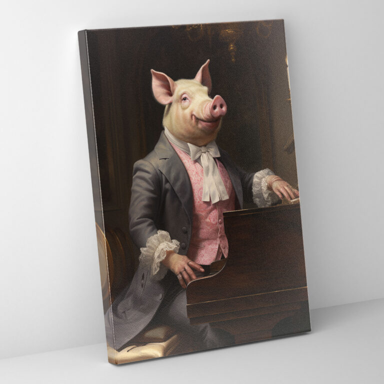 Animals Dressed Like Humans Wall Art - Animals Dressed Like Humans, Grand Piano, Canvas Print, Canvas