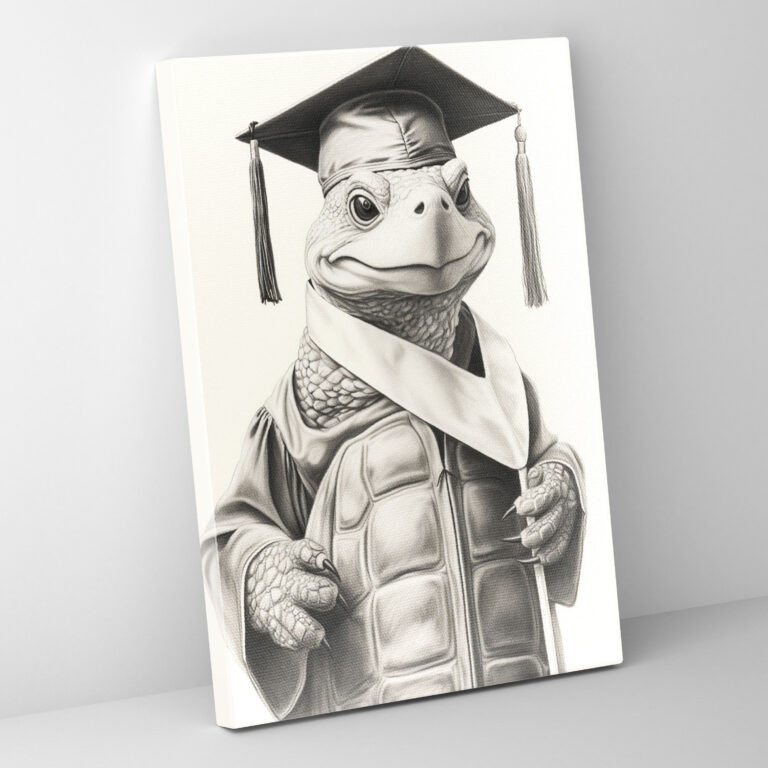 Animals Dressed Like Humans Canvas Print - Animals Dressed Like Humans, Canvas Wall Art, Wall Art, Turtle Wearing Gown