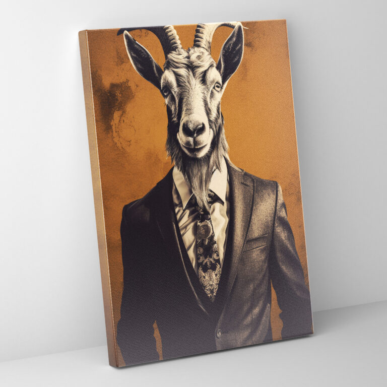 Animals Dressed Like Humans Wall Art - Animals Dressed Like Humans, Canvas Wall Art, Animals Dressed Like Humans, Goat In Tailored Suit