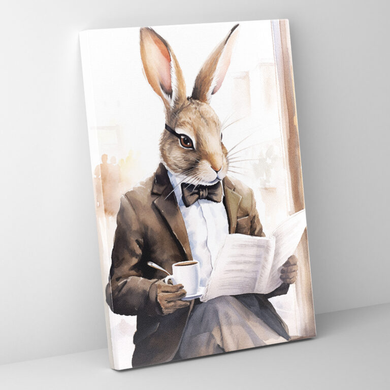 Animals Dressed Like Humans Canvas Wall Art - Animals Dressed Like Humans, Home Decoration, Canvas Print, Rabbit In Bowtie