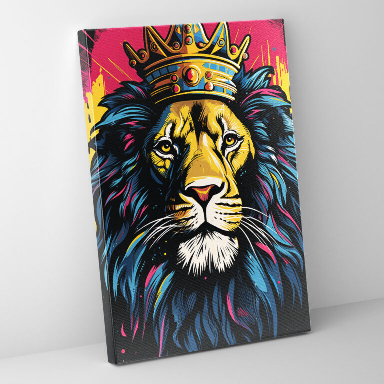 Animals Dressed Like Humans Wall Art - Animals Dressed Like Humans, Wall Art, Lion With Crown, Canvas Print