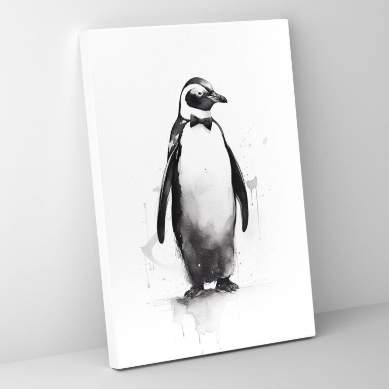 Animals Dressed Like Humans Canvas Wall Art - Animals Dressed Like Humans, Monochromatic Design, Minimalist Sketch, Wall Art