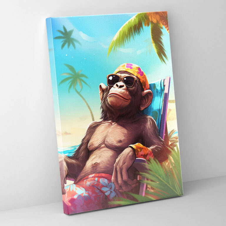 Animals Dressed Like Humans Canvas Print - Animals Dressed Like Humans, Monkey In Hawaiian Shirt, Animals Dressed Like Humans, Canvas Print