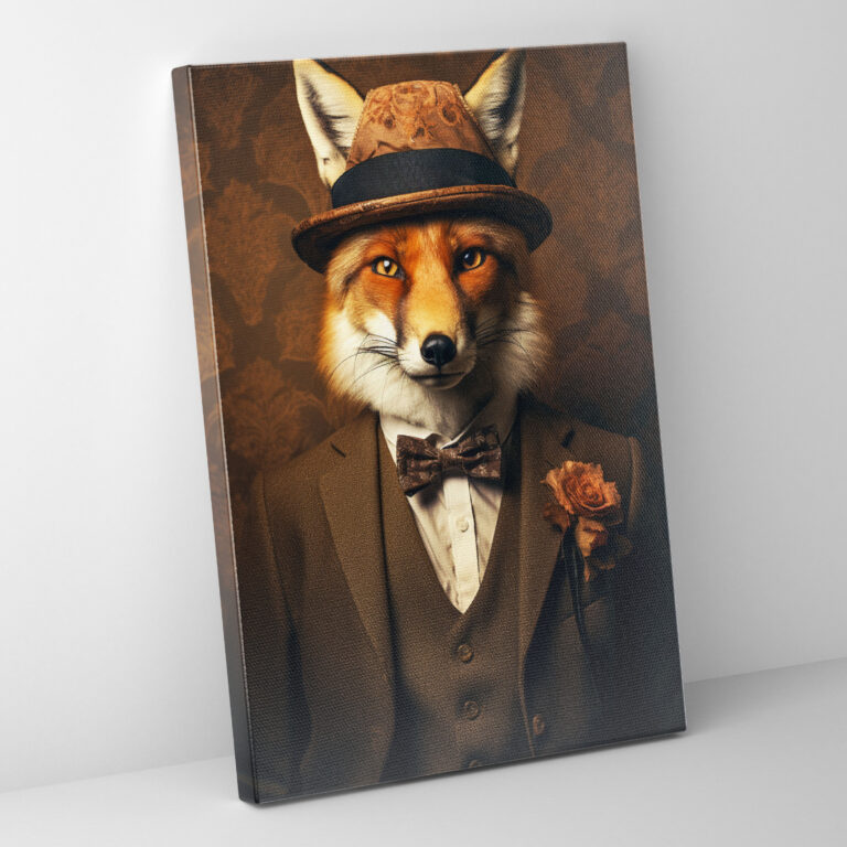 Animals Dressed Like Humans Wall Art - Animals Dressed Like Humans, Fox, Retro-Inspired, Wall Art