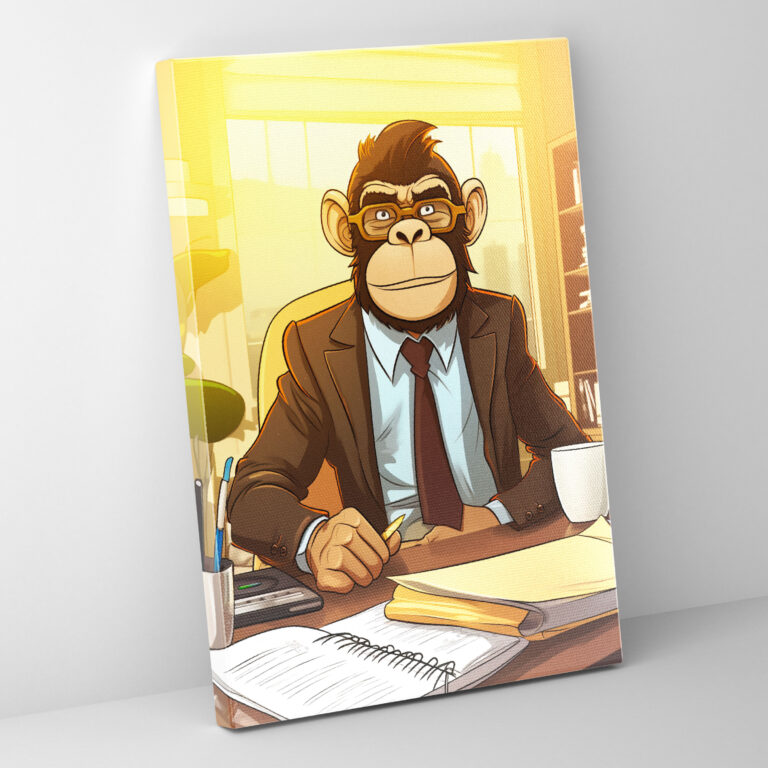 Animals Dressed Like Humans Canvas Print - Animals Dressed Like Humans, Business Office, Wall Decoration, Monkey