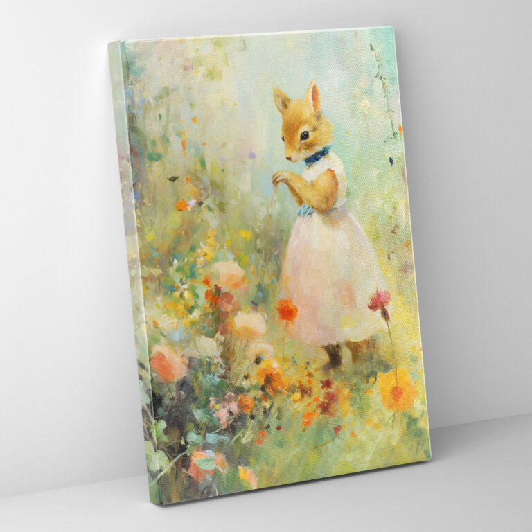 Animals Dressed Like Humans Canvas Print - Animals Dressed Like Humans, Impressionist Painting, Canvas Wall Art, Polka Dot Dress