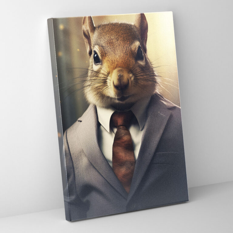 Animals Dressed Like Humans Canvas Print - Animals Dressed Like Humans, Digital Illustration, Canvas Print, Squirrel Wearing A Business Suit