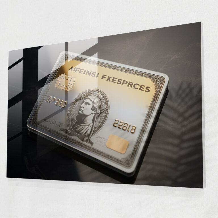Sleek American Express Card Glass Print - American Express, Modern Art, Wall Decoration, Glass Art