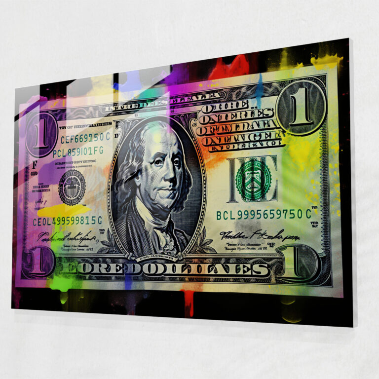 Dynamic American Dollar Glass Print - American Express, Modern Art, Home Decoration, Wall Decoration