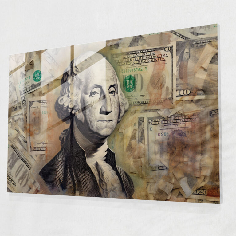 George Washington Glass Print - American Express, Currency Notes, Glass Art, Glass Print