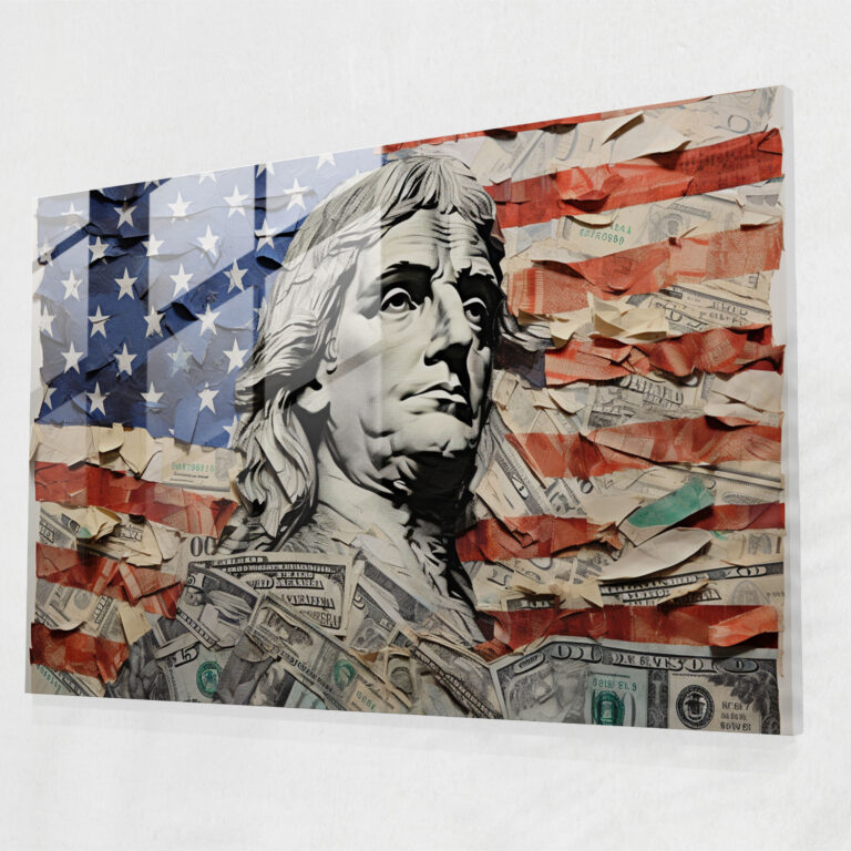 American Dolar Patriotic Glass Print - American Express, American Dolar, Glass Print, Wall Decoration
