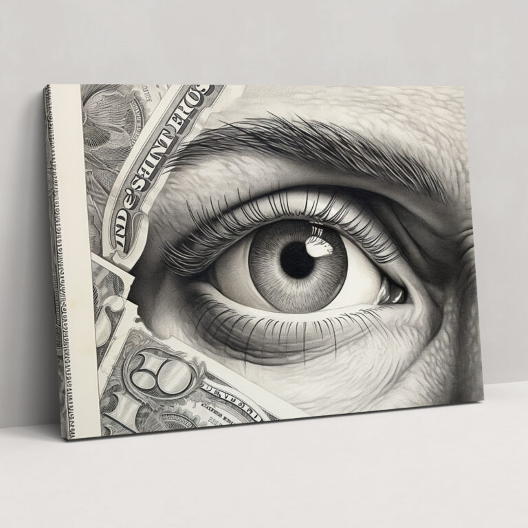American Dolar Pencil Sketch Wall Art - American Express, Dollar Bill, Pencil Sketch, Realistic