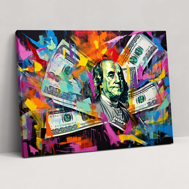 American Dolar Wall Decoration - American Express, Canvas, Wall Decoration, Colorful Abstract Art