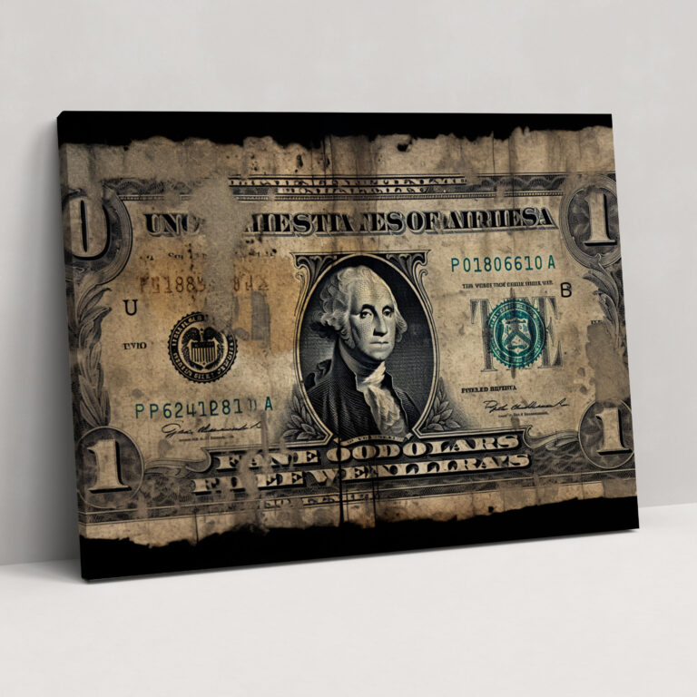 Vintage American Dolar Canvas Print - American Express, Distressed, Wall Art, Canvas