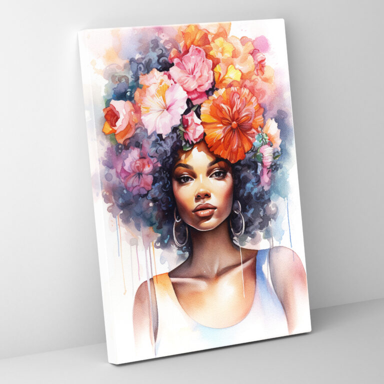 Afro Watercolor Canvas Print - Afro, Canvas, Canvas Print, Home Decoration