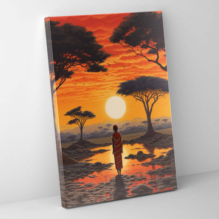 Afro Landscape Canvas Print - Afro, African Nature, Wall Art, Landscape Artwork