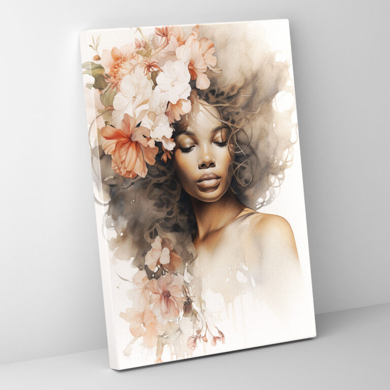 Afro Watercolor Canvas Print - Afro, Canvas Print, Canvas, Canvas Wall Art