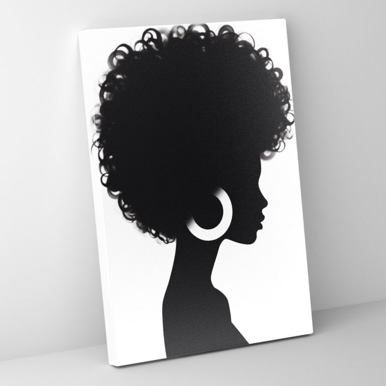 Afro Hair Canvas Print - Afro, Home Decoration, Silhouette, Minimalist Design